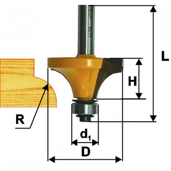 Фреза кромочная калёвочная d19*Н19*R3.2*8 (dподшипника=12.7)